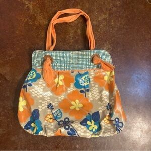Fossil Orange Floral Coated Canvas Bag